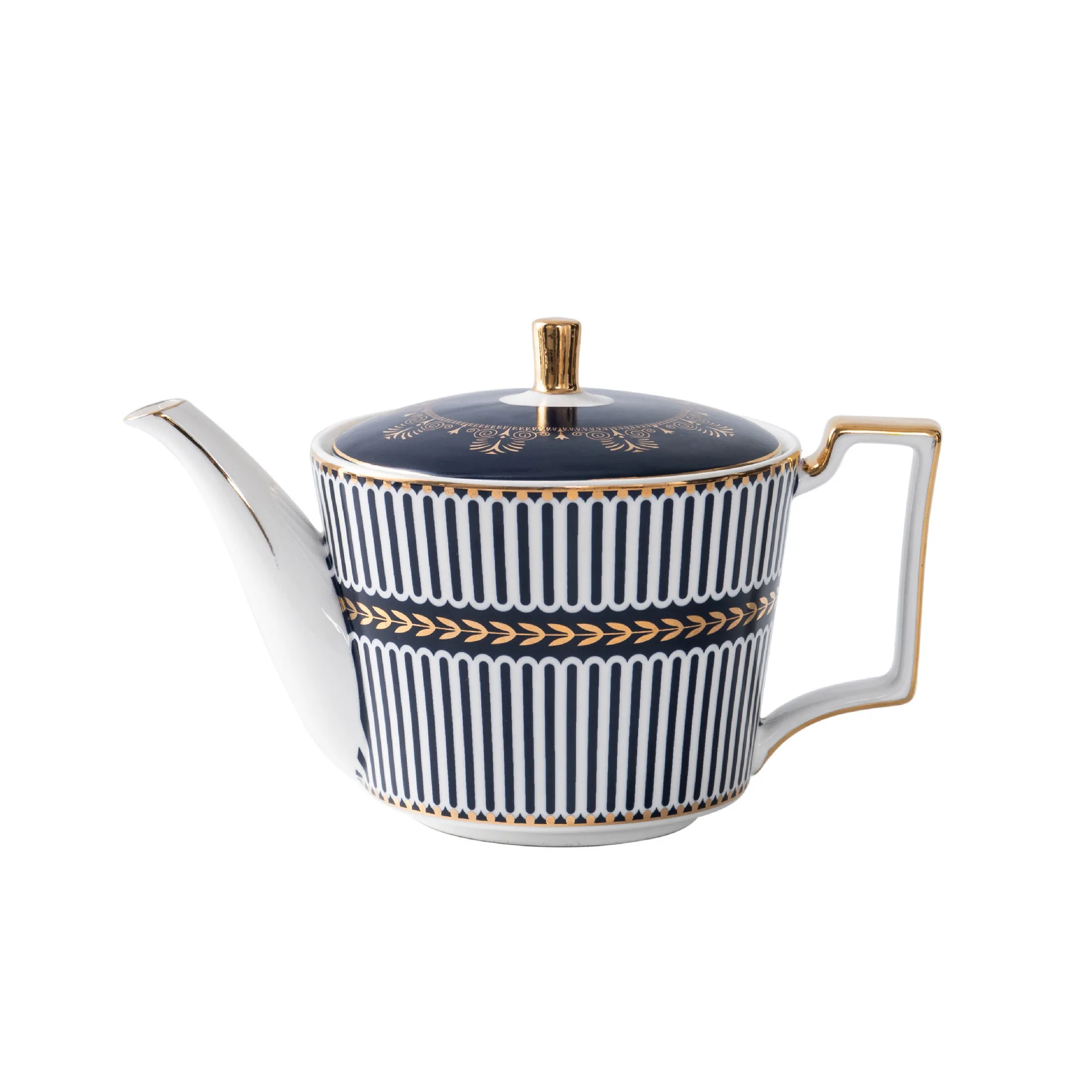 

Northern Europe Bone Porcelain Coffee Service Suit Blue Stripe Ceramics Tea Set Afternoon Tea Shop