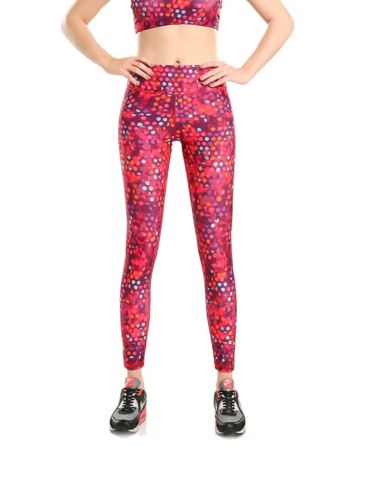 Женские леггинсы для упражнений в розовые пятна быстросохнущие энергетические