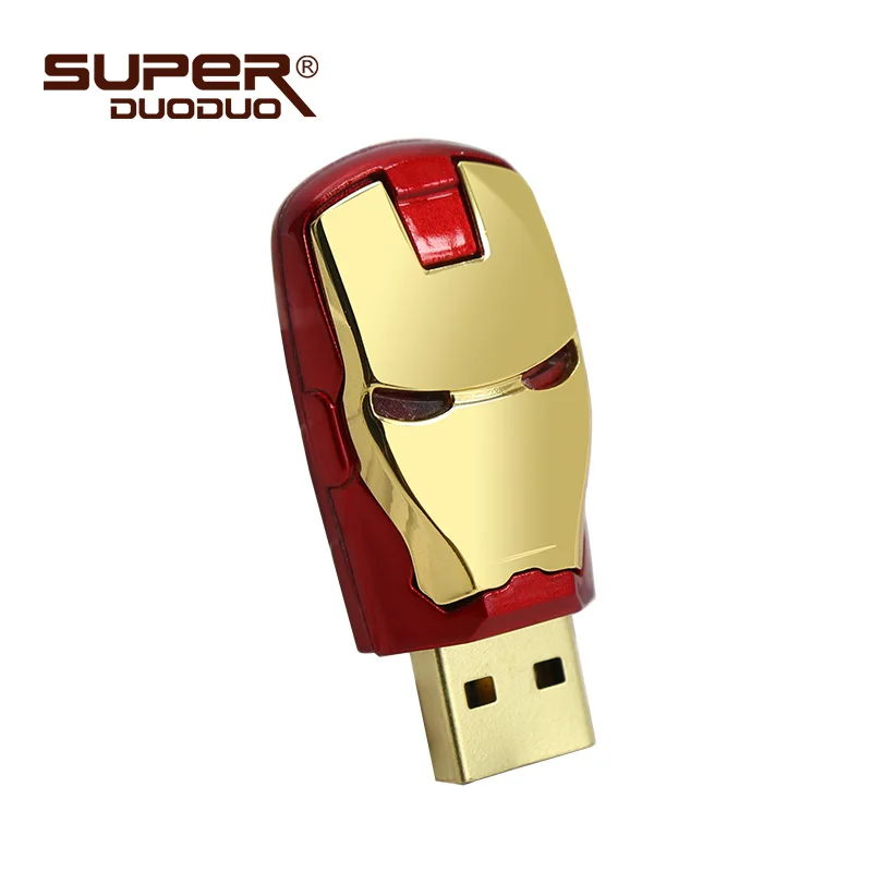 golden Новые USB флеш-накопители 32 Гб 64 Гб Марвел из Мстителей usb-флэш-накопитель Железный человек 8 Гб 16 Гб usb ключ светодиодный флеш-накопитель - Цвет: golden