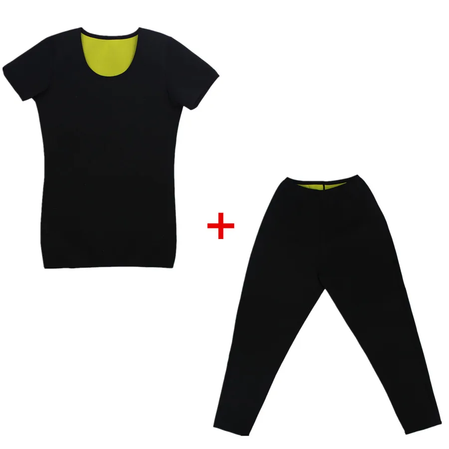 T-Shirt And Pants Корректирующее белье для тела, мужские брюки для похудения, неопреновый корректирующий пояс, тренировочный формирователь для сауны, фитнес-футболка, штаны, Утягивающее Корректирующее белье - Цвет: T-Shirt And Pants
