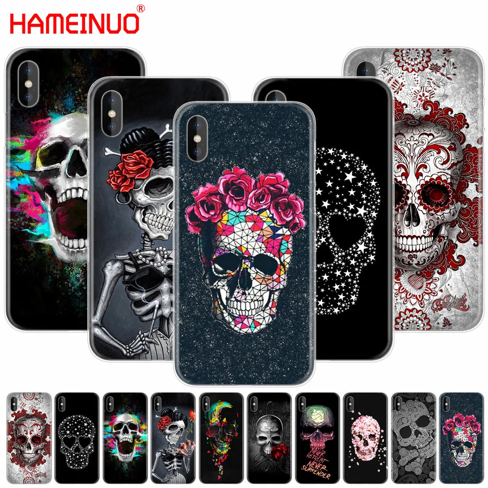HAMEINUO чехол для сотового телефона в стиле ретро с изображением цветка черепа iphone X