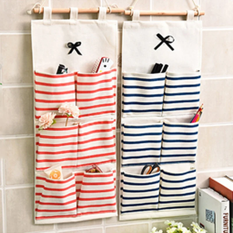 Cotton linen Wall Hanging Organizer Bag Multi-layer Holder Storage Home Decoration Makeup Rack Linen Jewelry bag | Дом и сад