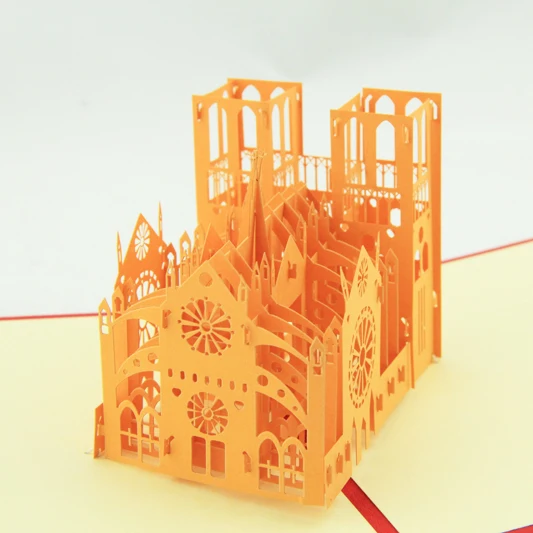 Нотр Дам здания Сувенир 3D карта kirigami/ручной работы поздравительные открытки