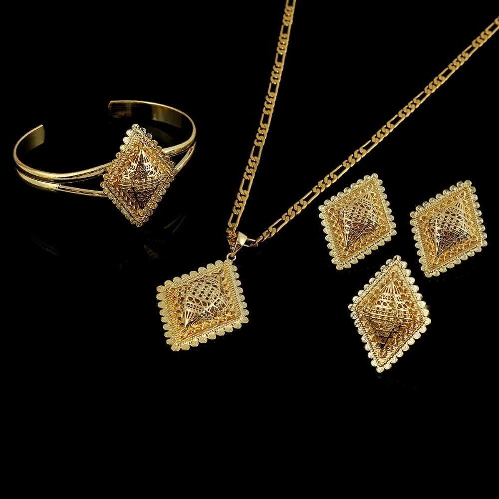 Высокое качество золотого цвета квадратный Эфиопский женский свадебный