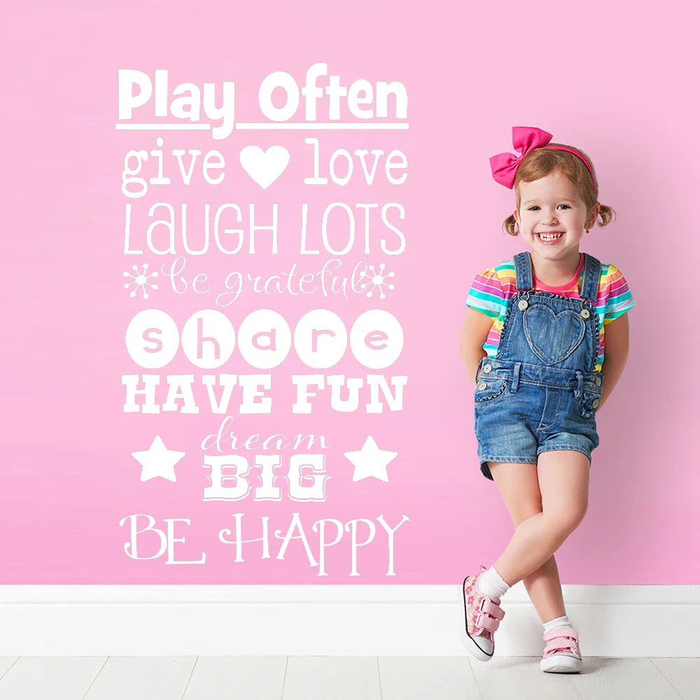 Наклейки на стену правила игровой комнаты Be Happy Dream большие виниловые