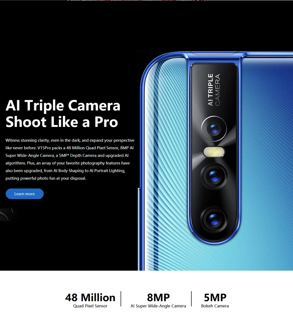Глобальная версия,, vivo V15 Pro, мобильный телефон, 48MP, 6 ГБ, 128G, Восьмиядерный процессор Snapdragon 675, экран 6,39 дюйма, отпечаток пальца, мобильные телефоны