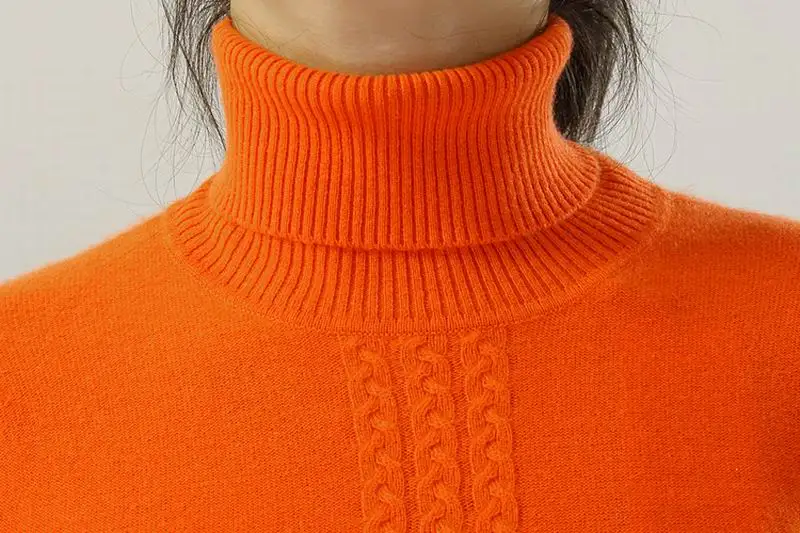 100%Cashmere Sweater TurtleNeck Orange Brown Black Pullover Women Natural Fabric Warm High Quality Clearance Free Shipping | Женская