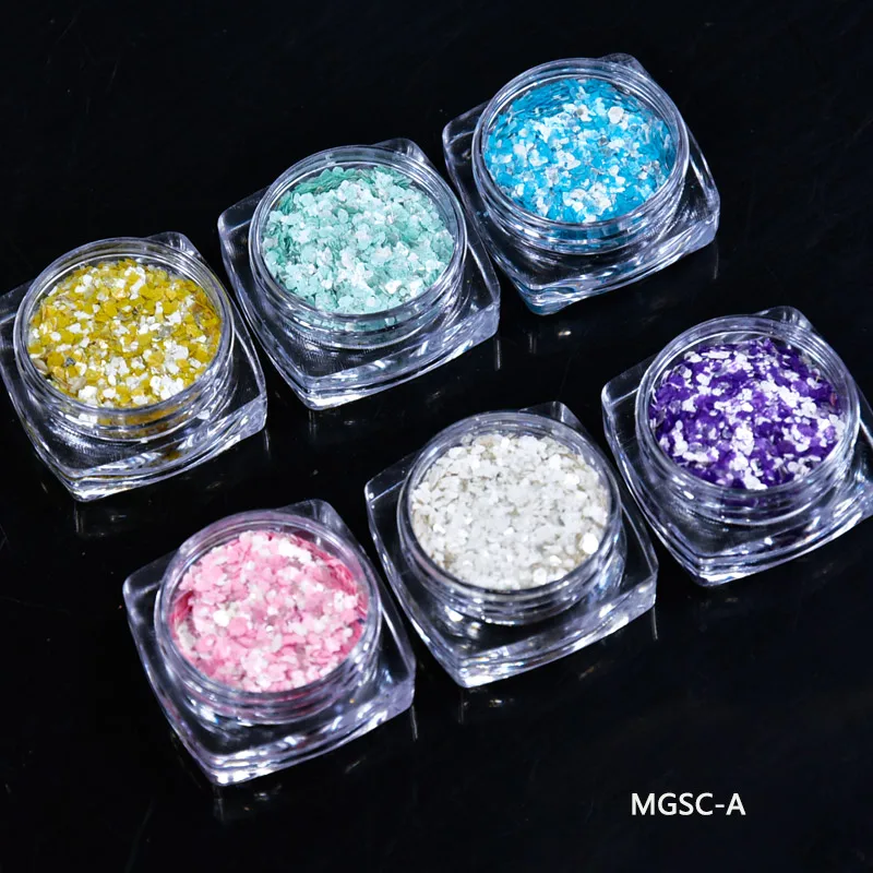 6 цветов слюда хлопья Зефир мраморный камень для ногтей хлопковый Блестящий