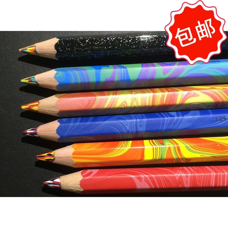 Colorful magic color pencils lead thick core rainbow pencils hand painted color lead 6pcs/lot