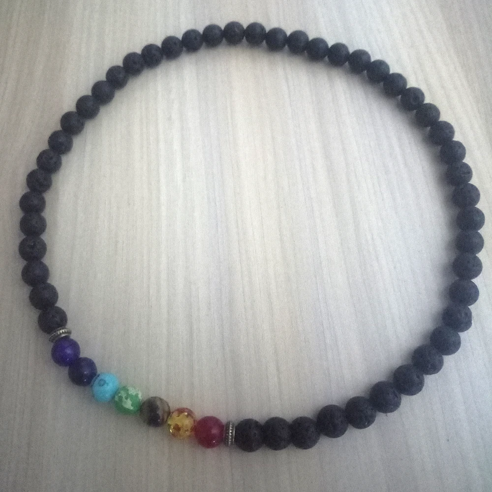 Chakra Necklace 7 Colors Natural Lava Stone Beads Strand 45 cm | Украшения и аксессуары