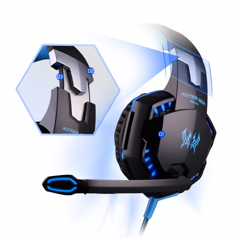 kotion each gaming headset casque deep bass stereo game headphone with microphone led light for ps4 laptop pc gamer free global shipping