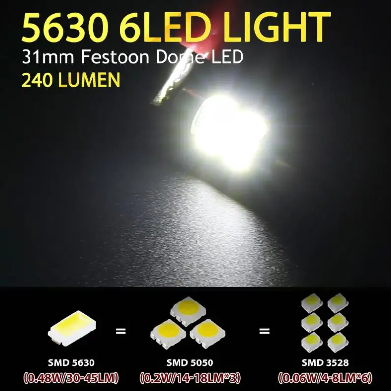 1 пара 31 мм 12 В Легкая установка 5630 6 SMD Глобус Au светодиодный Canbus Festoon
