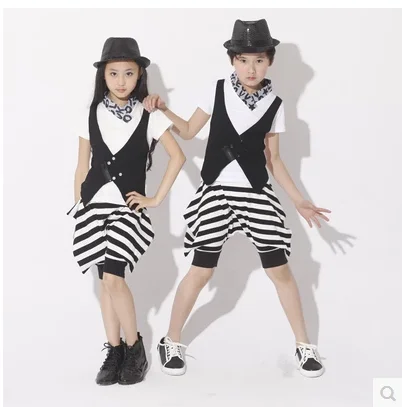 Детские джазовые танцевальные костюмы для мальчиков и девочек танцевальная
