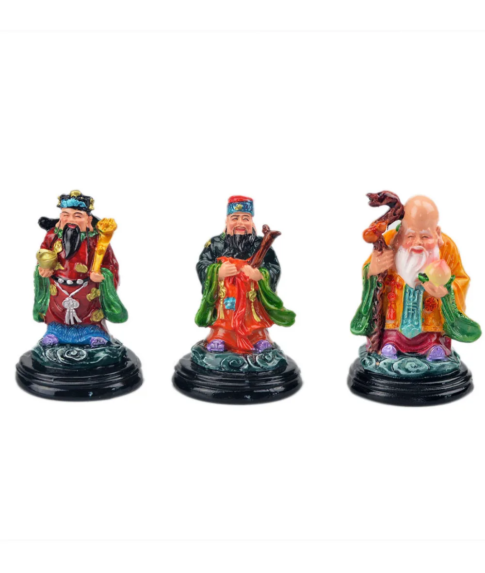 Juego de 3 unids/set de figuritas Feng Shui, pintura de Fuk Luk Sau/fengshui Three Gods Fu Lu Shou D1035