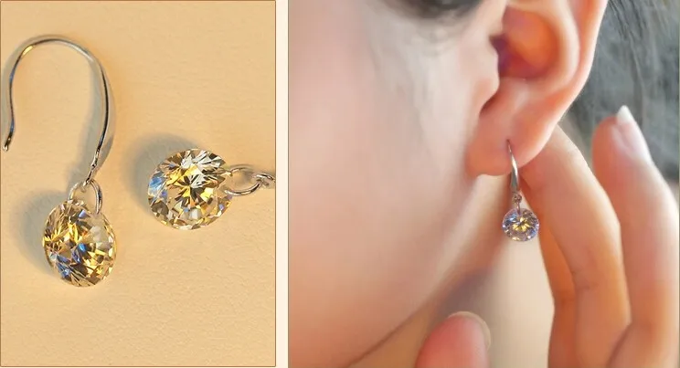 Женские серьги гвоздики из серебра 30% пробы с фианитом 8 мм|earrings jewelry|earrings giftearrings