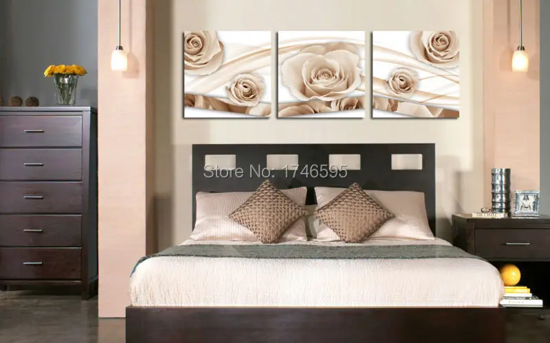 

3pc Big size modern home decor cream rose flower petal Wall Art picture for living room bedroom wall decor canvas print Painting