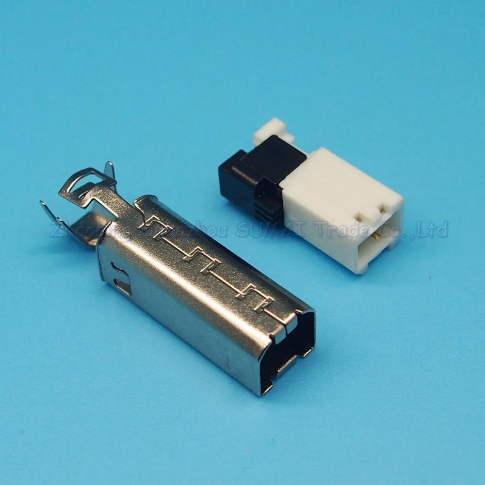 10 шт. 2 в 1 DIY USB B штекер с металлическим корпусом пресс кабель без пайки Печатный
