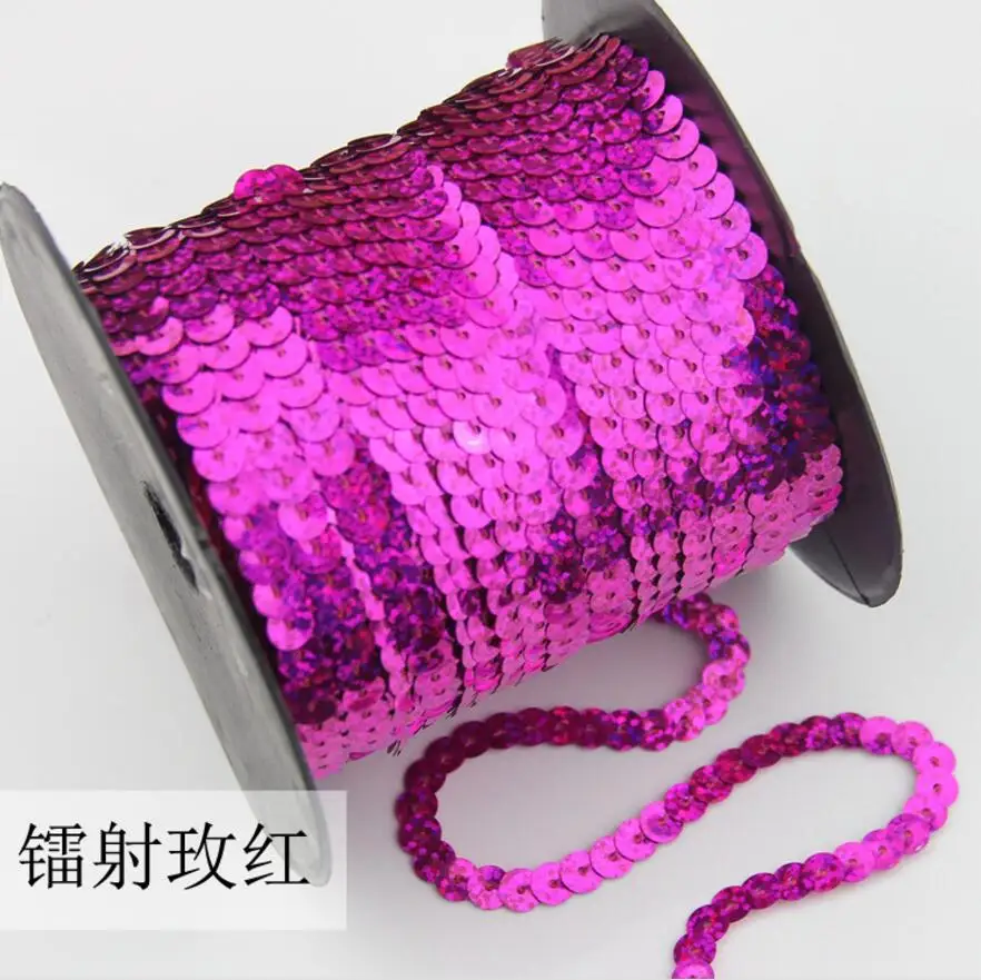 

100yard 6mm PVC Laser Sequin Trim Chain For Appliqued Sewing Apparel Clothes Shoes Bag Craft Diy Accessories