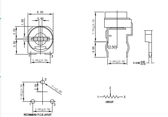 Φ 5K OHM горизонтальный настраиваемый резистор потенциометр RM065-502 502 5 кОм 500 шт./лот |