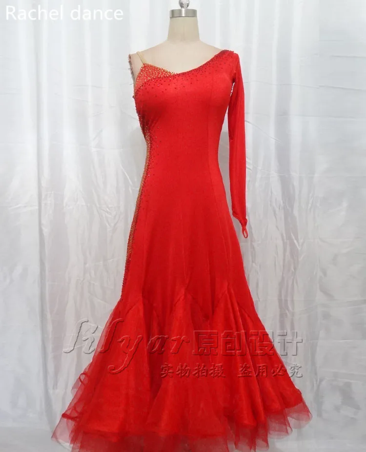 Стандартное бальное платье для женщин с длинным рукавом на плече Сальса Танго