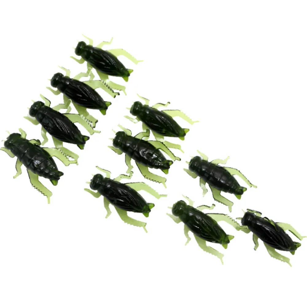 green 10 шт./лот 0,6 г 2,5 см Зеленый Крикет Мягкая приманка искусственное насекомое Мягкая приманка песка для рыбалка на карпах плавающая приманка рыболовные снасти - Цвет: green