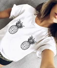 Смешные женские ананас эстетическое футболка в мультипликационном стиле тянутся и помпоном ананас Повседневные harajuku топы Tumblr футболка для девочек
