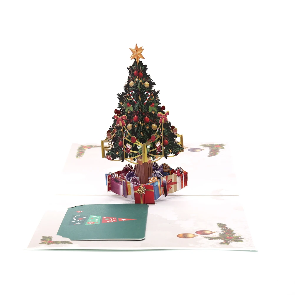 Счастливый новый год 3D Рождественская елка подарки открытка с Рождеством