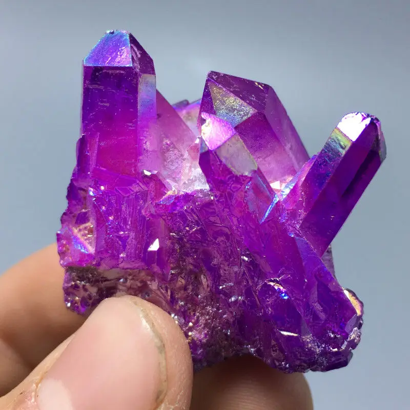 

2pcs Rainbow titanium bismuth silicon cluster aura quartz crystal