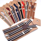 Подтяжки с 3 клипсами для мужчин и женщин, эластичные регулируемые ремни для штанов, 2,5*110 см