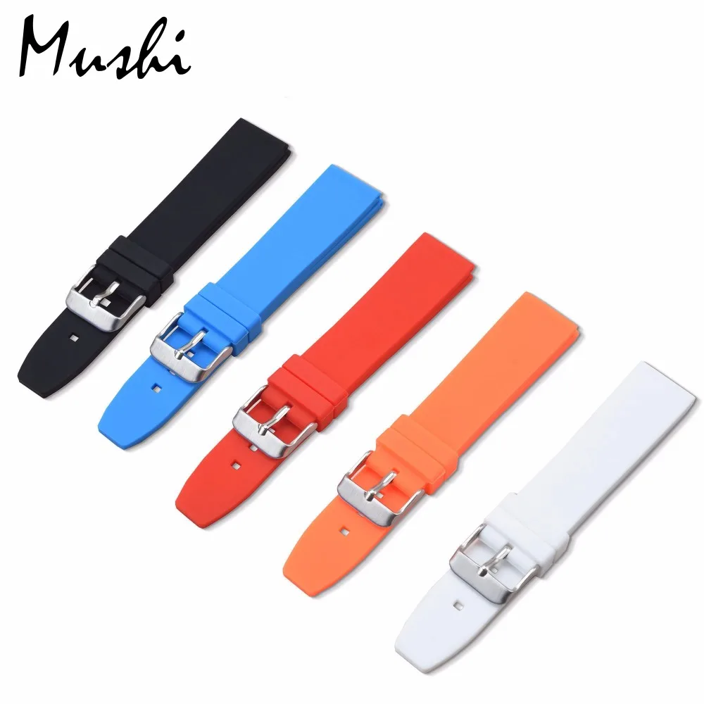 MS силиконовый ремешок для часов черный дайвер резиновый с матовой застежкой из