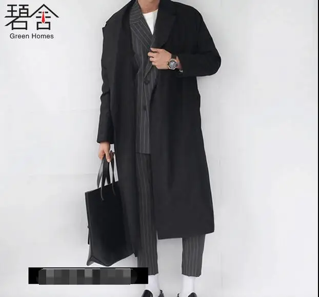 Мужская одежда сезона осень зима 2017 длинное кашемировое пальто на шнуровке