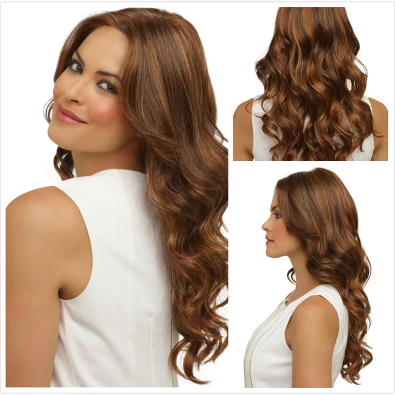 Мода Европейских и Американских Женщин Природные Полные Парики Шнурка Длинные