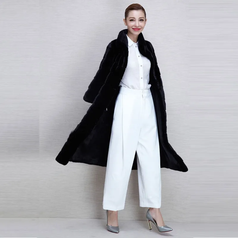 Женское зимнее пальто с воротником Мандарин длинное кроликом бесплатная