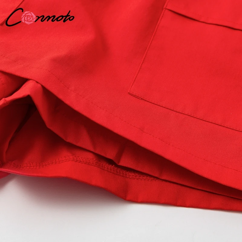Conmoto Однотонные повседневные шорты, модные красные шорты с поясом, летние хлопковые шорты с бантом, лето