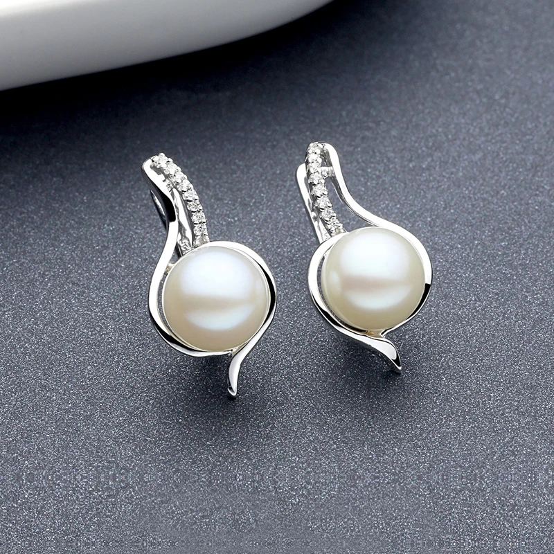 Женские серьги из серебра 9 5 мм с пресноводным жемчугом|hoop earrings|earrings forearrings for women |