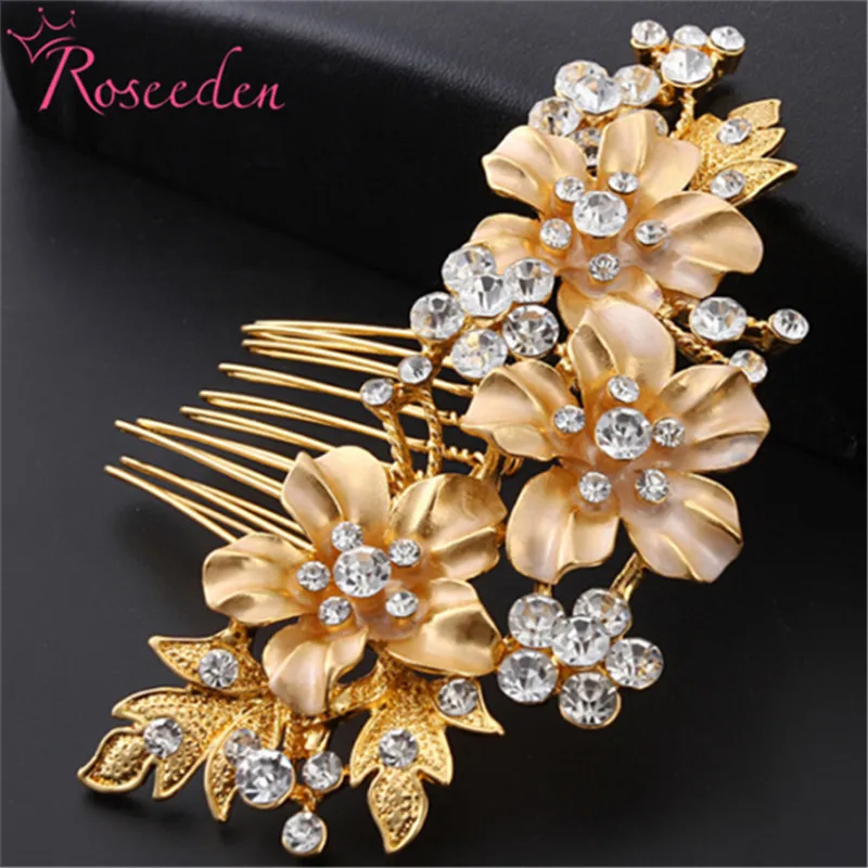 Романтические цветы невесты гребень для волос ручной работы стразы свадебные