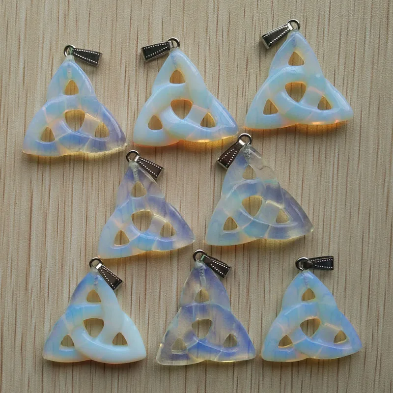 

2017 fashion hot selling high quality opal stone hollow triangle shape charm pendants for jewelry making 8pcs/lot Wholesale free
