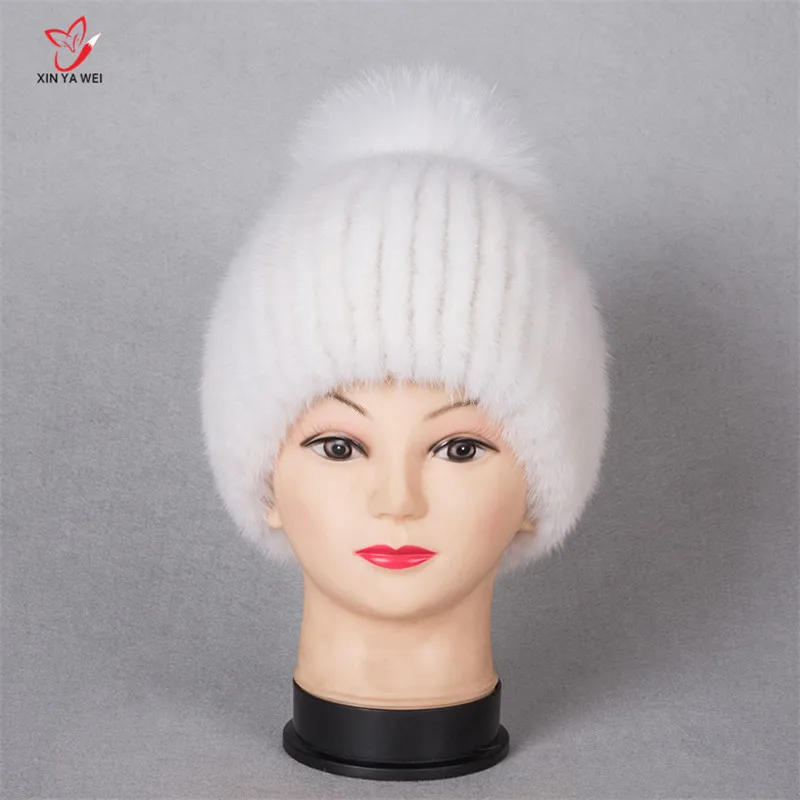 Для женщин меховая шапка для зимы Природный Лисий мех норки cap русский женские