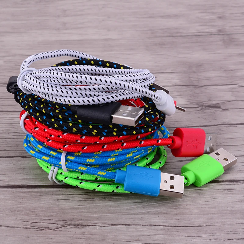 Нейлоновый Плетеный USB кабель для зарядки и синхронизации совместимое зарядное