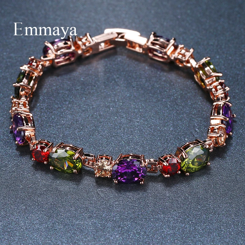 Женский браслет с разноцветным кубическим цирконием Emmaya классический из