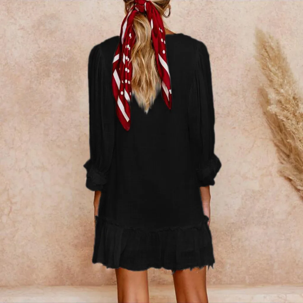 Женская сексуальная одежда мода Глубокий v образный вырез летнее платье сплошной