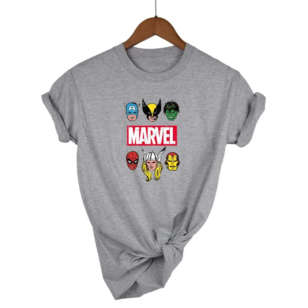 Футболка с надписью MARVEL Женская хлопковая повседневная забавная|Футболки| |