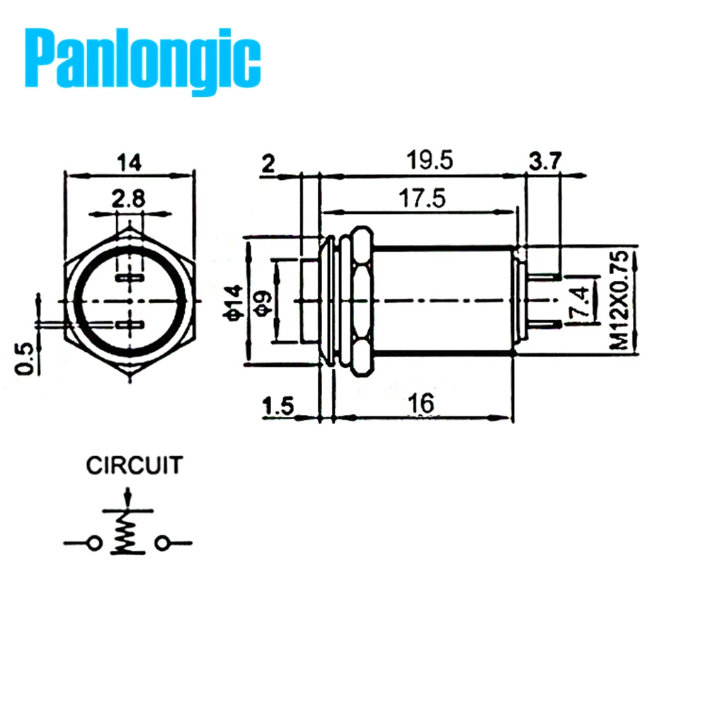 10 шт. 12 мм водонепроницаемый мгновенный высокий круглый металлический кнопочный