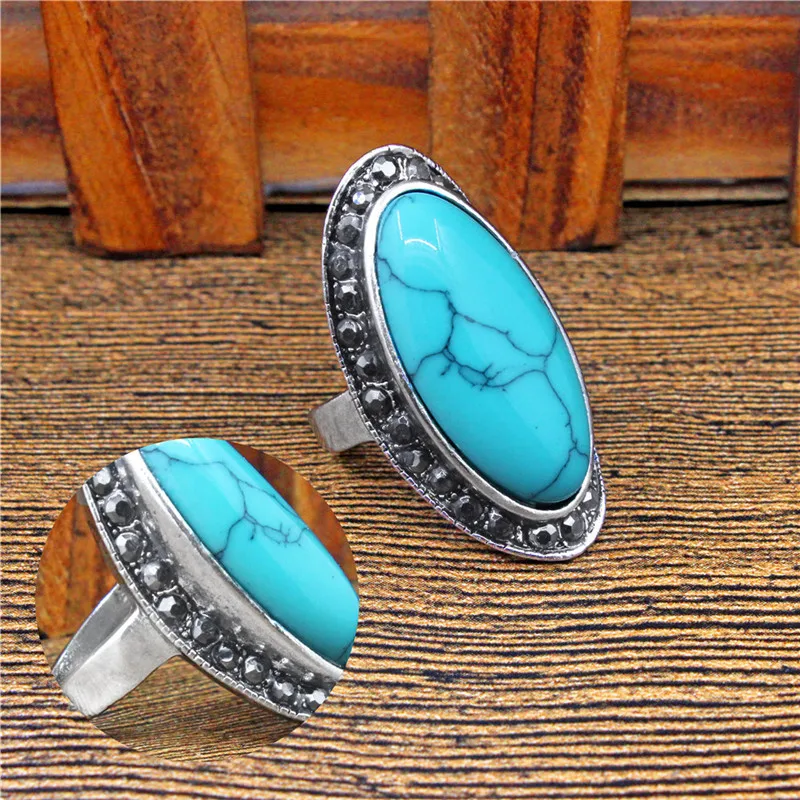 Большой овальный синий и красный цвета камень Кольца Винтаж со стразами для Для