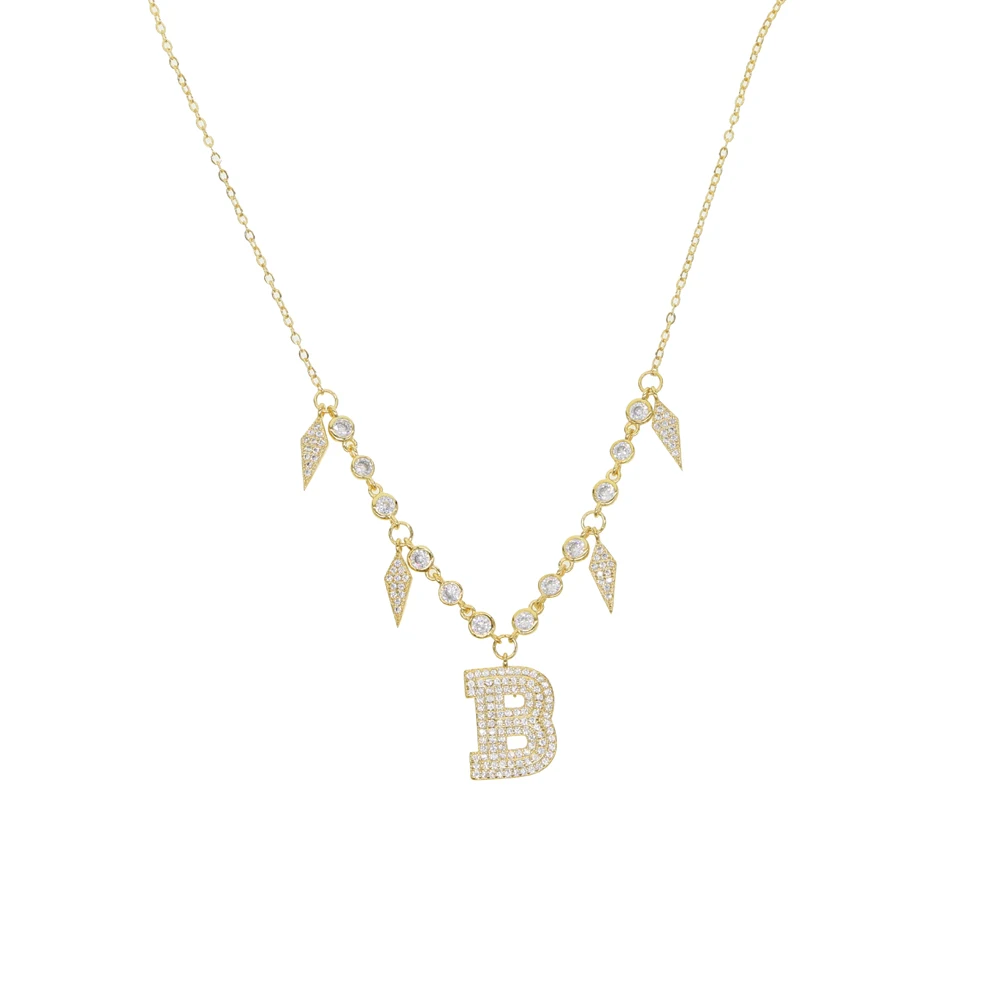 Модное дизайнерское ожерелье 41 + 5 см с кулоном в виде большой буквы монограммой