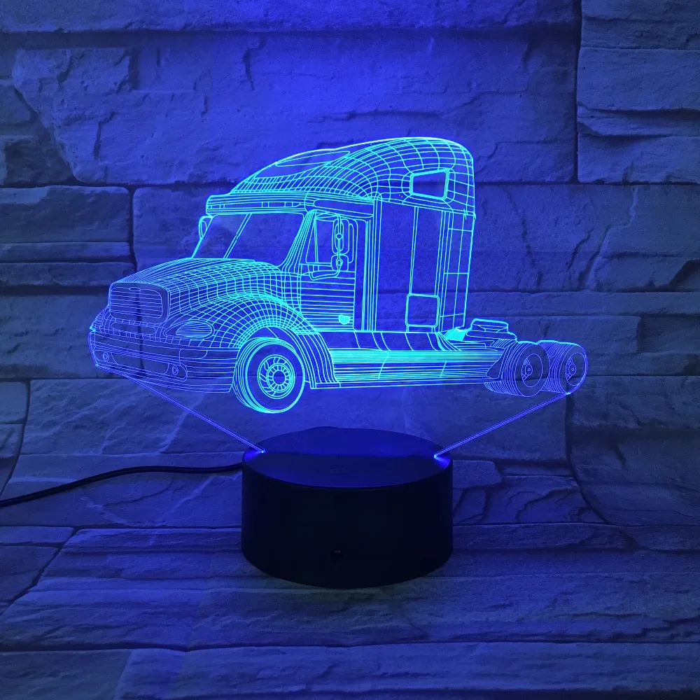 Тяжелых грузовиков 3D ночной Светильник автомобильная лампа USB 7 цветов Изменение
