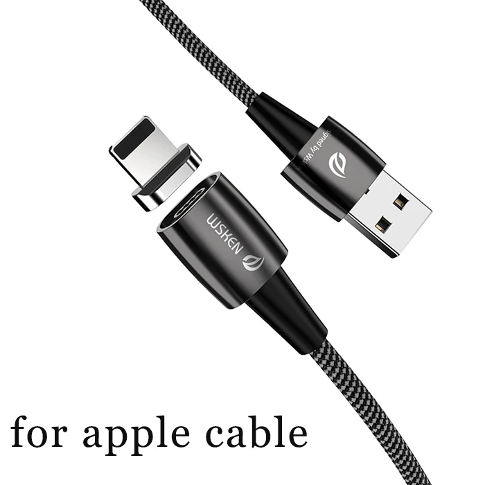 for iOS cable WSKEN Магнитный кабель для iPhone зарядное устройство X1Pro usb type C Micro USB кабель 3A Магнитный зарядный кабель для samsung USB C кабель провод - Цвет: for iOS cable