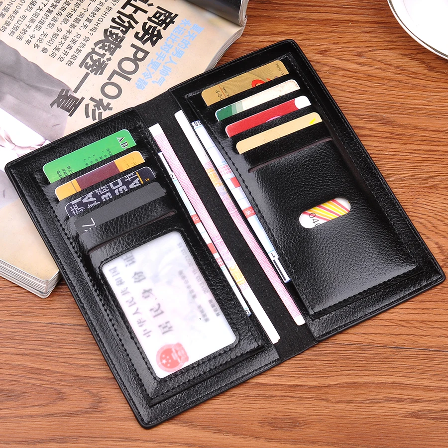 Мужской кожаный кошелек мужские кошельки деловой женский Длинный на молнии