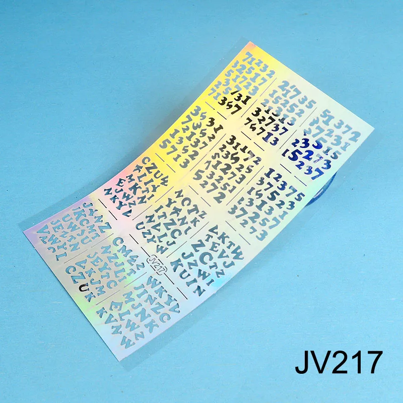 JV217 YZWLE 12 наконечников/лист лазерные ногти виниловые ногти художественный трафарет для ногтей дизайн ногтей, полый наклейки украшения инструменты аксессуары - Цвет: JV217