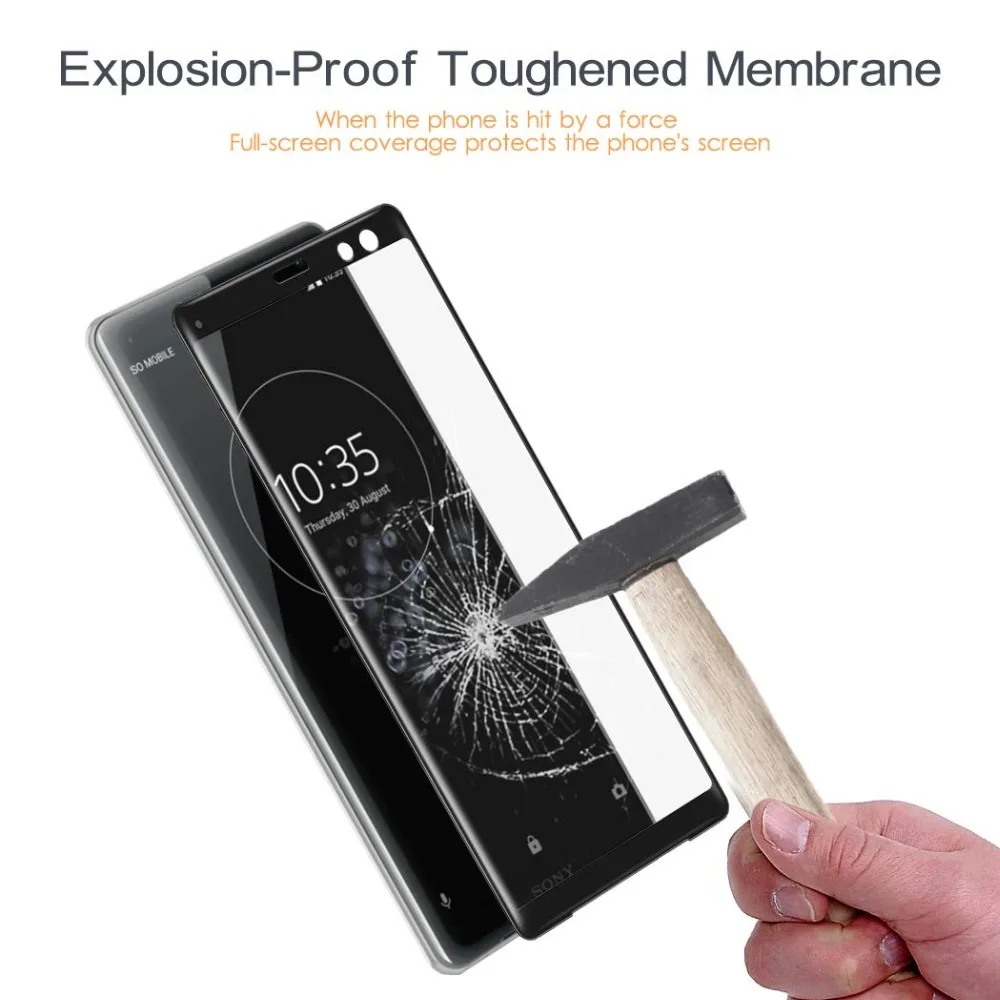 3D закаленное стекло с полным покрытием для SONY Xperia XA XA1 PLUS XA2 Ultra XZ Premium XZ1 XZ2 Compact XZ3 Защитная пленка для экрана, защита